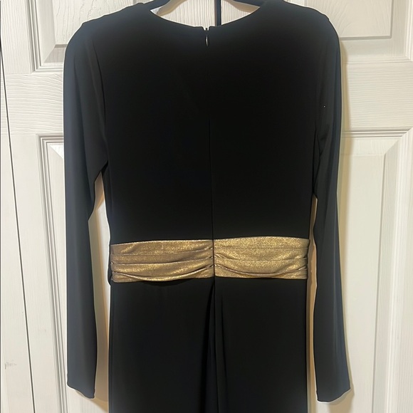 Lauren Ralph Lauren formal evening dress Black & gold long sleeves size 6 - Picture 5 of 9